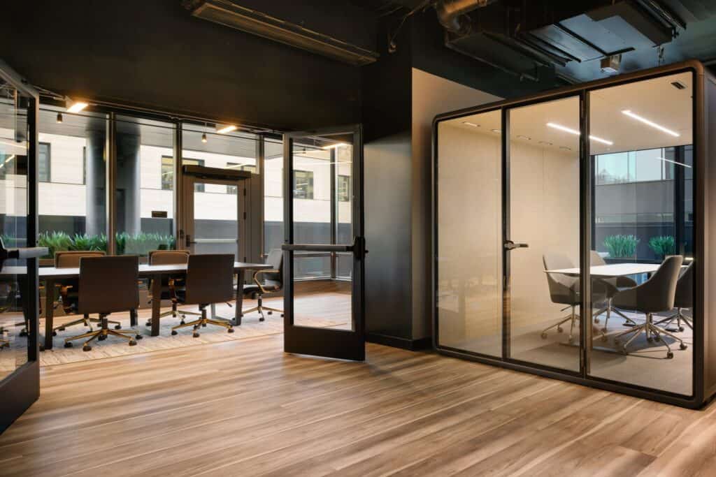 Soundproof booth for private calls at STAK Space