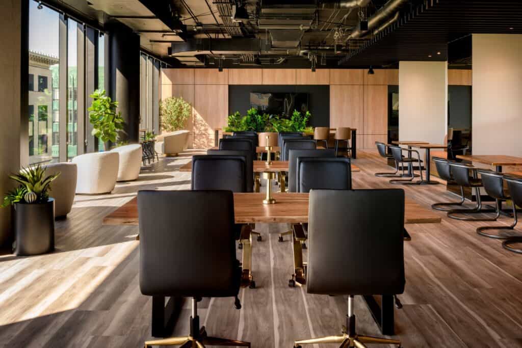 STAK Space coworking lounge in the 1900 Broadway tower