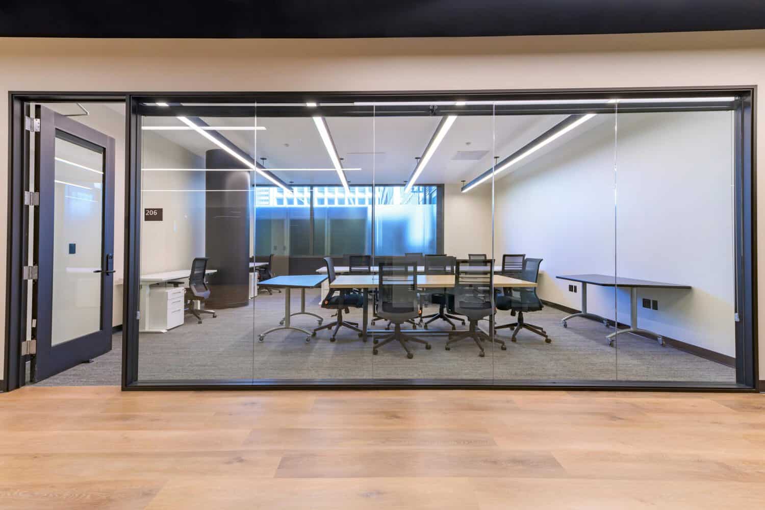 Glass-walled meeting room rental in Oakland at STAK Space