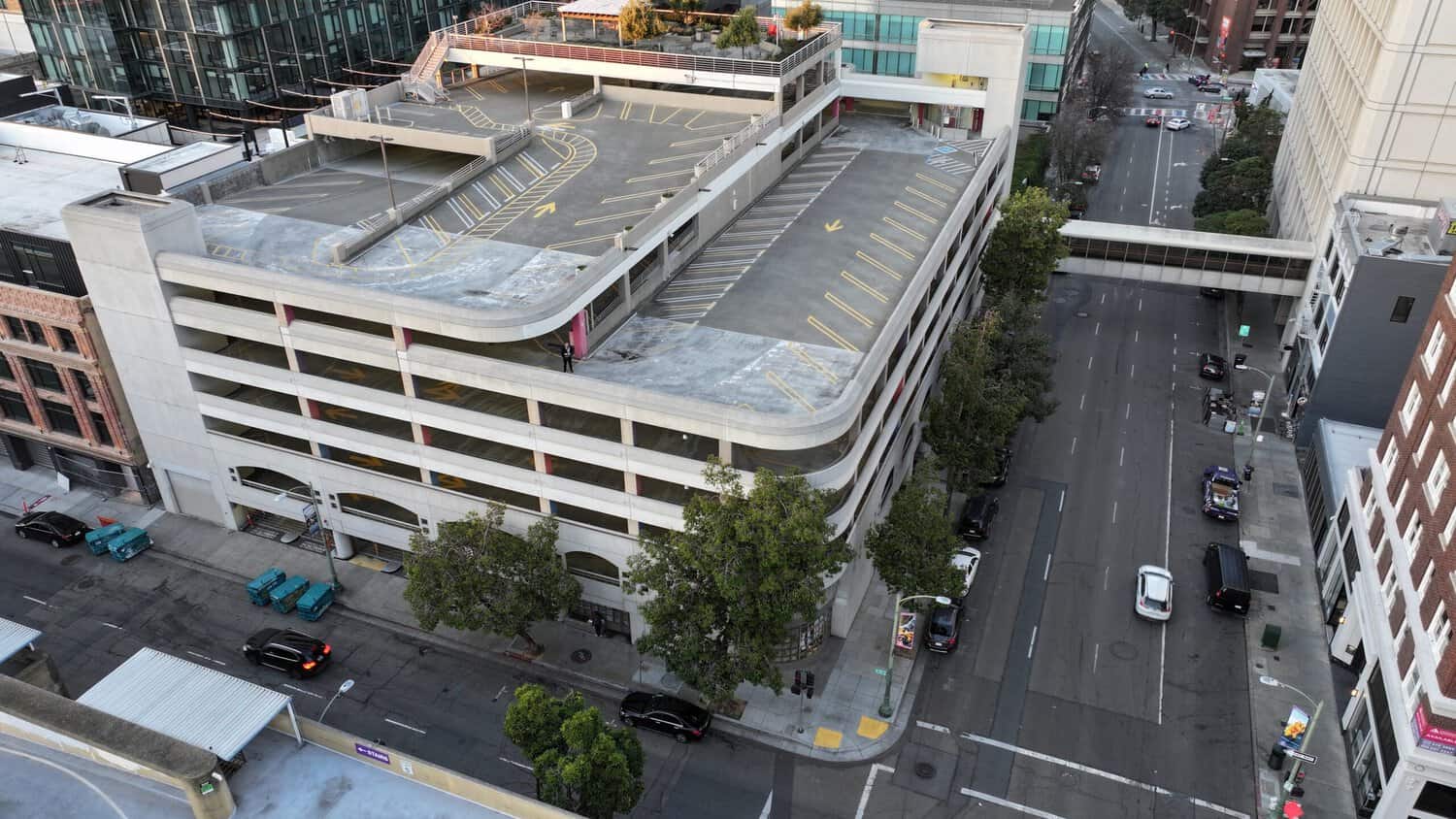 Aerial view of the 1901 Franklin garage near 19th Street BART
