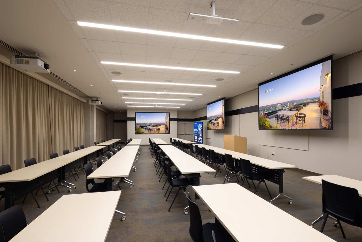 Webster event room set up in the STAK Event Center at 1950 Franklin